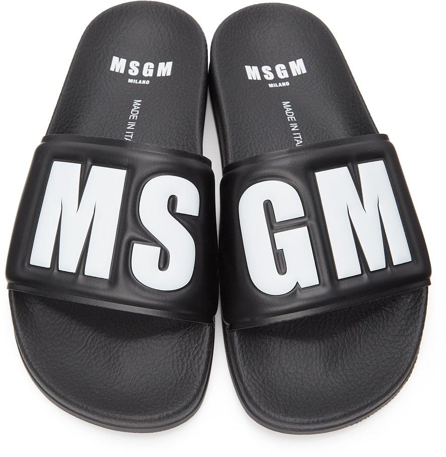 MSGM Black Logo Pool Slides