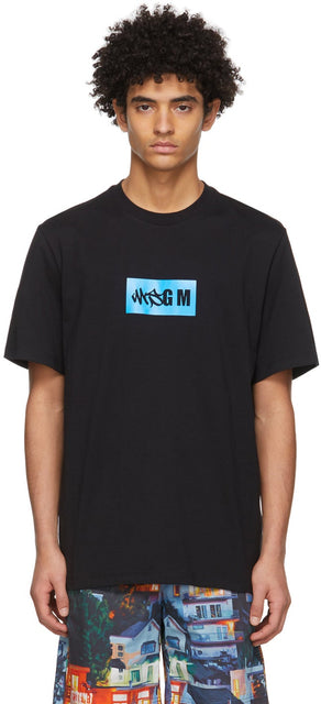 MSGM Black New Logo T-Shirt - Msgm Noir Nouveau logo T-shirt - MSGM 검정색 새로운 로고 티셔츠