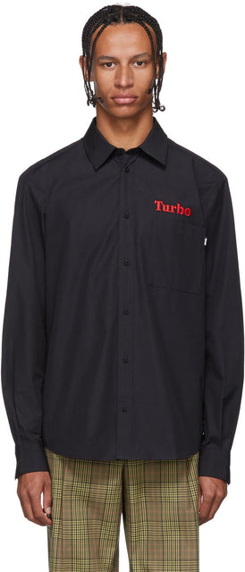 MSGM Black 'Turbo' Shirt - MSGM Black 'Turbo' chemise - MSGM 블랙 '터보'셔츠