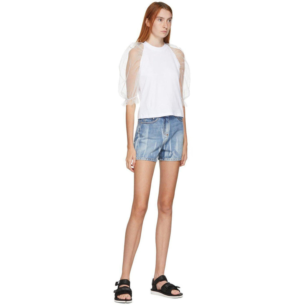 MSGM Blue Denim Bleach Shorts - MSGM Blue Denim Blanchy Short - MSGM Blue Denim Bleach Shorts.