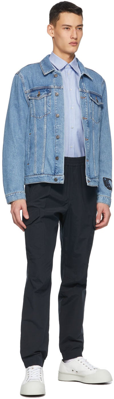 MSGM Blue Denim Embroidered Logo Jacket