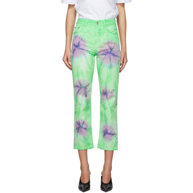 MSGM Green Tie-Dye Sport Jeans