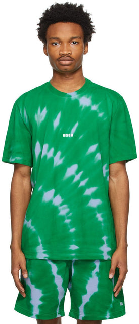 MSGM Green Tie-Dye T-Shirt - T-shirt msgm vert colonie - MSGM 녹색 넥타이 염료 T- 셔츠