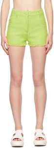 MSGM Green Tweed Solid Color Shorts - MSGM Vert Tweed Solid Color Short - MSGM 그린 트위드 솔리드 컬러 반바지