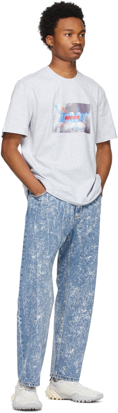 MSGM Grey Active Logo T-Shirt