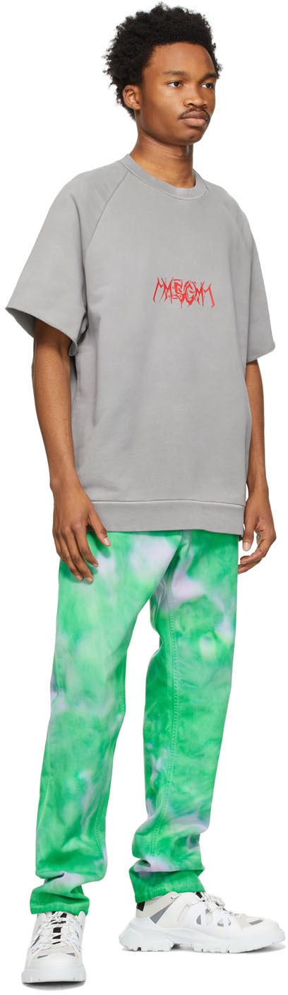MSGM Grey Logo Short Sleeve Sweatshirt