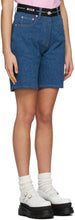 MSGM Indigo Denim Logo Shorts