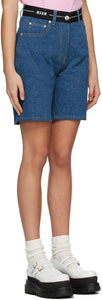 MSGM Indigo Denim Logo Shorts