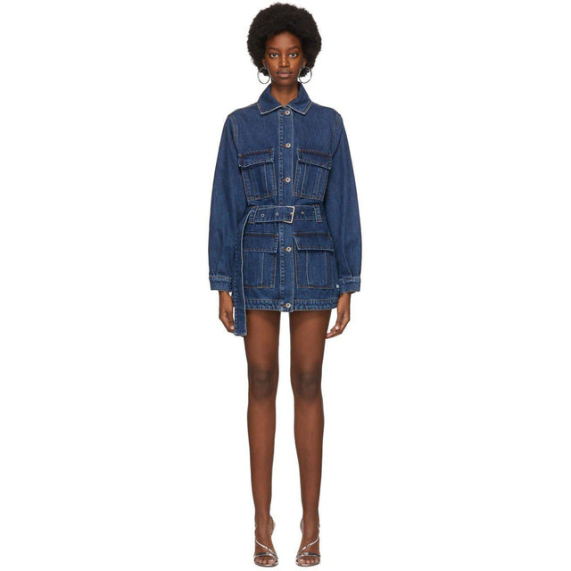 MSGM Navy Denim Cargo Coat