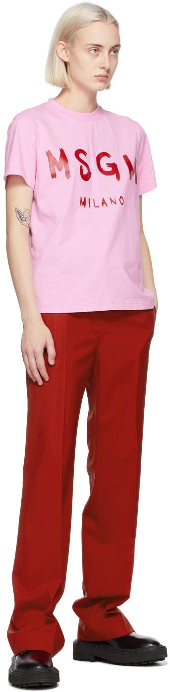 MSGM Pink Artist Logo T-Shirt