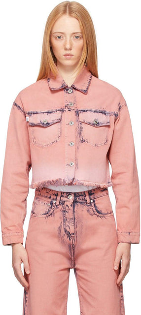 MSGM Pink Tie-Dye Denim Jacket - MSGM Pink Teinture Denim Veste - MSGM 핑크 타이 - 염료 데님 자켓