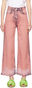 MSGM Pink Tie-Dye Denim Jeans - Msgm rose cycliste denim jean - MSGM 핑크 타이 염료 데님 청바지
