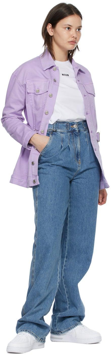 MSGM Purple Belted Denim Jacket