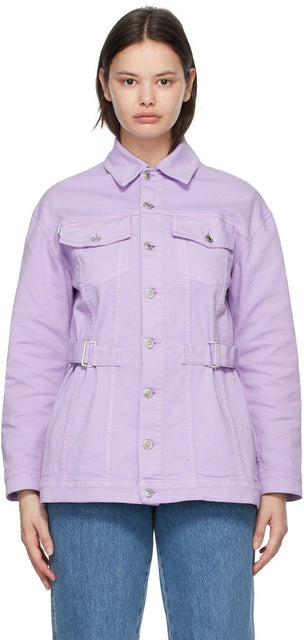 MSGM Purple Belted Denim Jacket - Msgm Veste en jean aueldue pourpre - MSGM 보라색 벨트 데님 자켓
