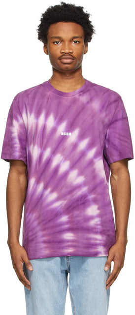 MSGM Purple Tie-Dye T-Shirt - T-shirt msgm cycliste violet - MSGM 자주색 넥타이 - 염료 티셔츠