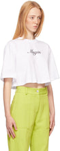 MSGM White Bows Italics Logo Crop T-Shirt