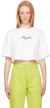 MSGM White Bows Italics Logo Crop T-Shirt - MSGM Blanc Bows Italiques Logo T-shirt - MSGM 화이트 리트 이탤릭체 로고 자르기 티셔츠