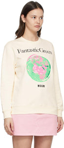 MSGM White Fantastic Green Sweatshirt