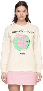 MSGM White Fantastic Green Sweatshirt - Sweat-shirt vert fantastique msgm blanc - MSGM 화이트 환상적인 녹색 스웨터