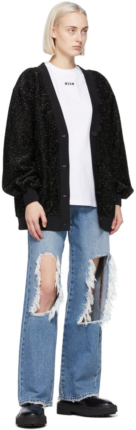 MSGM White Micro Logo Long Sleeve T-Shirt