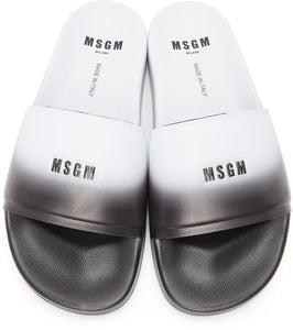 MSGM White Micro-Logo Pool Slides