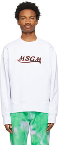 MSGM White New Logo Sweatshirt - Sweat-shirt de logo White Msgm Blanc - MSGM 화이트 새로운 로고 스웨터