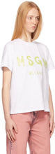 MSGM White Paint Brushed Logo T-Shirt