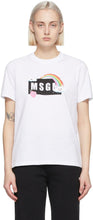 MSGM White Rainbow Logo T-Shirt - MSGM White Rainbow Logo T-shirt - MSGM 화이트 레인보우 로고 티셔츠