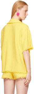 MSGM Yellow Tweed Solid Color Short Sleeve Shirt