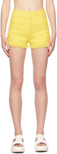 MSGM Yellow Tweed Solid Color Shorts - MSGM Yellow Tweed Color Color Solid Short - MSGM 노란색 트위드 솔리드 컬러 반바지