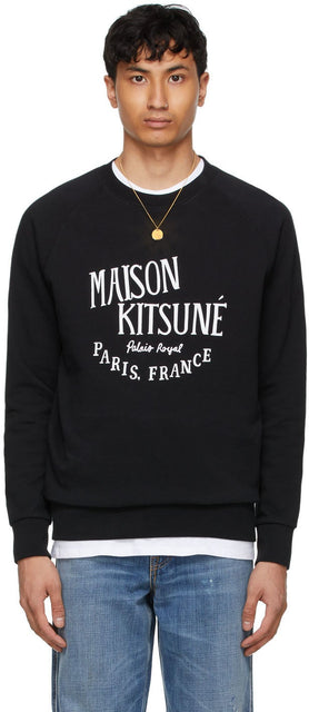 Maison KitsunÃ© Black 'Palais Royal' Classic Sweatshirt - Sweat-shirt classique de Maison Kitsuné Black 'Palais Royal' - Maison Kitsuné © Black 'Palais Royal'Classic Sweatshirt