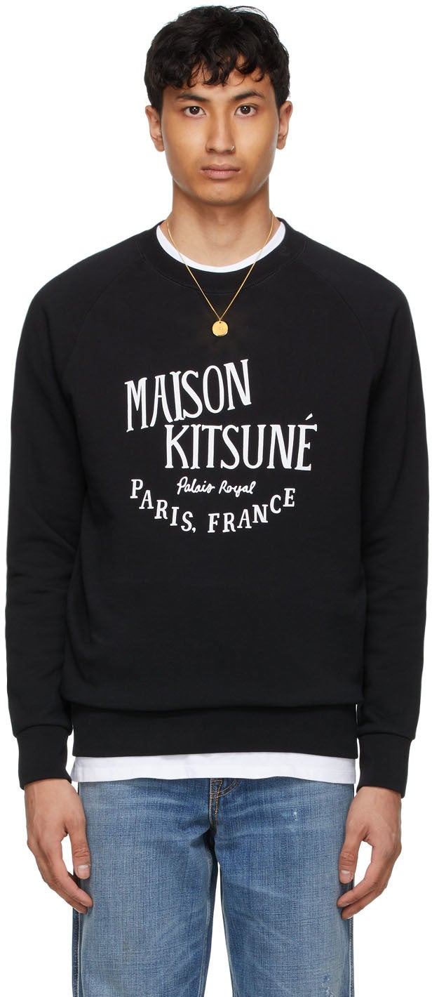 Maison KitsunÃ© Black 'Palais Royal' Classic Sweatshirt - Sweat-shirt classique de Maison Kitsuné Black 'Palais Royal' - Maison Kitsuné © Black 'Palais Royal'Classic Sweatshirt