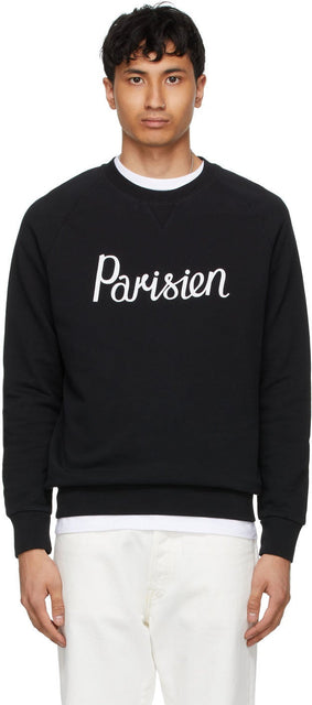Maison KitsunÃ© Black 'Parisien' Classic Sweatshirt - Sweat-shirt classique de Maison Kitsuné Black 'Parisien' - Maison KitsunÃ © Black 'Parisien'클래식 스웨터