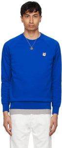 Maison KitsunÃ© Blue Fox Head Patch Classic Sweatshirt - Maison Kitsuné Blue Fox Head Patch Sweat-shirt classique - Maison KitsunÃ © Blue Fox Head Patch 클래식 스웨터
