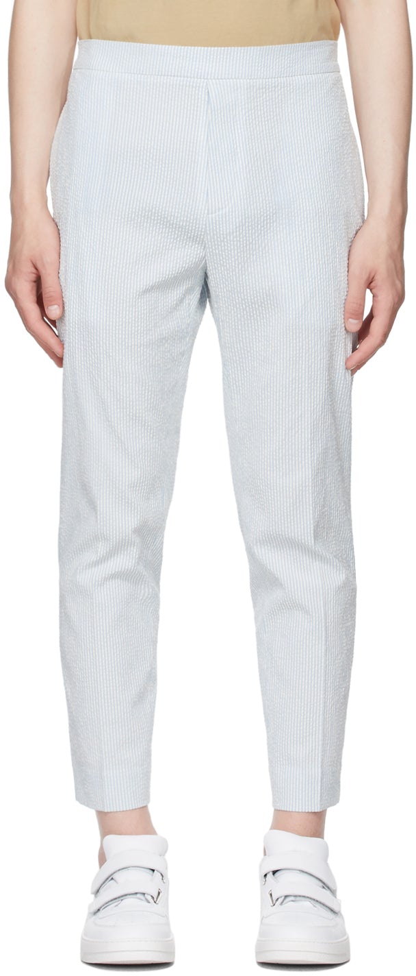 Maison KitsunÃ© Blue Stripe New Carrot Trousers - Maison Kitsuné Blue Stripe Nouveau pantalon de carotte - Maison KitsunÃ © Blue Stripe New Carrot Trousers.