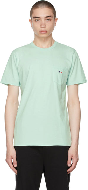Maison KitsunÃ© Green Tricolor Fox Patch T-Shirt - T-shirt Maison Kitsuné T-shirt Tricolor Fox Tricolor - Maison KitsunÃ © Green Tricolor Fox Patch T 셔츠