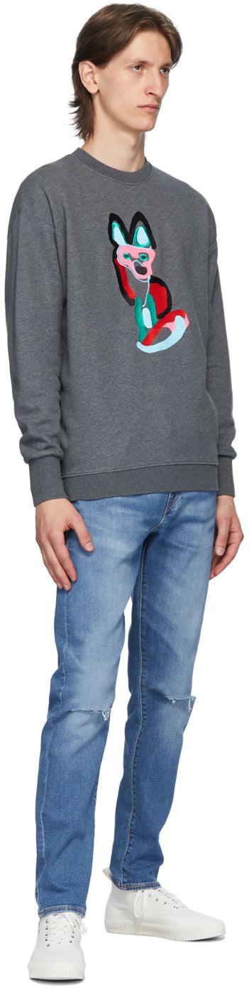 Maison KitsunÃ© Grey ACIDE Fox Sweatshirt