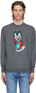Maison KitsunÃ© Grey ACIDE Fox Sweatshirt - Sweat-shirt de renard de la Maison Kitsuné Gris - Maison KitsunÃ © Grey Acide Fox Sweatshirt