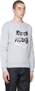 Maison KitsunÃ© Grey Big Fox Embroidery Sweatshirt