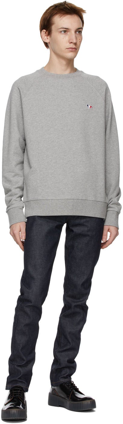 Maison KitsunÃ© Grey Tricolor Fox Patch Sweatshirt