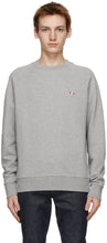 Maison KitsunÃ© Grey Tricolor Fox Patch Sweatshirt - Sweat-shirt gris tricolor kitsuné gris tricolore - Maison KitsunÃ © Gray Tricolor Fox 패치 스웨터