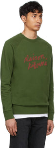 Maison KitsunÃ© Khaki Handwriting Clean Sweatshirt