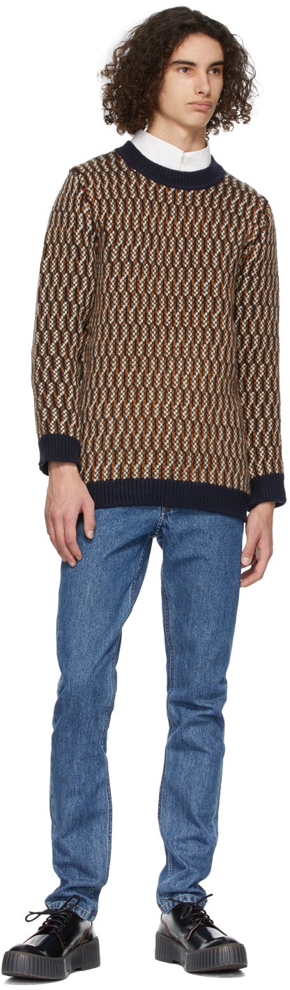 Maison KitsunÃ© Multicolor Jacquard Pullover Sweater