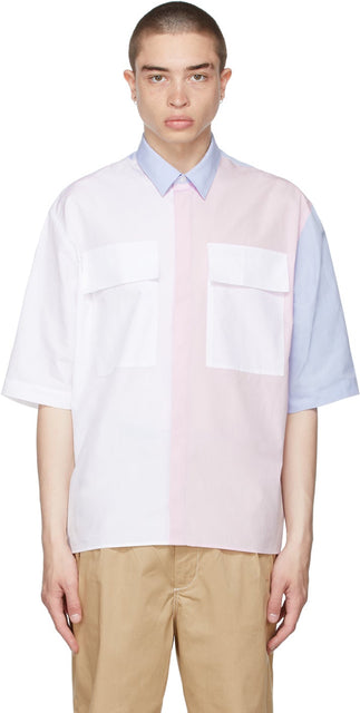 Maison KitsunÃ© Multicolor Large Pockets Short Sleeve Shirt - MAISON KITSUNÉE MULTICOLOR GRANDS POCKES Chemise à manches courtes - Maison KitsunÃ © Multicolor 대형 주머니 짧은 소매 셔츠