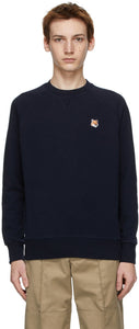 Maison KitsunÃ© Navy Fox Head Adjusted Sweatshirt - Sweat-shirt ajusté à tête de renard de la Maison Kitsuné Navy - Maison KitsunÃ © Navy Fox Head 조정 스웨터