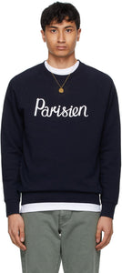 Maison KitsunÃ© Navy 'Parisien' Classic Sweatshirt - Sweat-shirt classique de Maison Kitsuné Navy 'Parisien' - Maison Kitsuné © Navy 'Parisien'Classic Sweatshirt