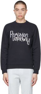 Maison KitsunÃ© Navy 'Parisien' Mirror Sweatshirt - Sweat-shirt miroir 'Parisien' Maison Kitsuné Navy - Maison Kitsuné © Navy 'Parisien'미러 스웨터