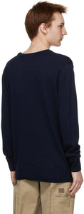 Maison KitsunÃ© Navy Tricolor Fox Sweater