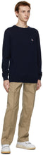 Maison KitsunÃ© Navy Tricolor Fox Sweater