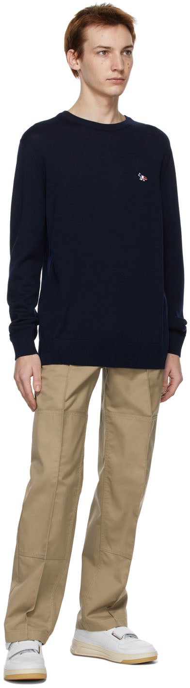Maison KitsunÃ© Navy Tricolor Fox Sweater